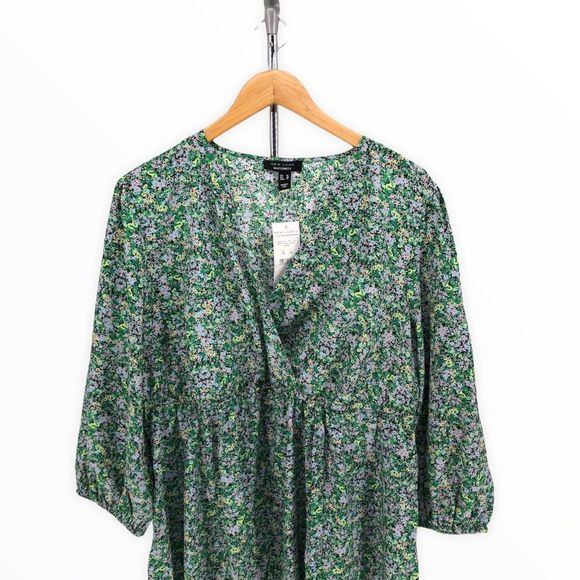 New Look Maternity Blue Floral Ruffle Trim Faux Wrap Mini Dress NWT - Picture 3 of 11